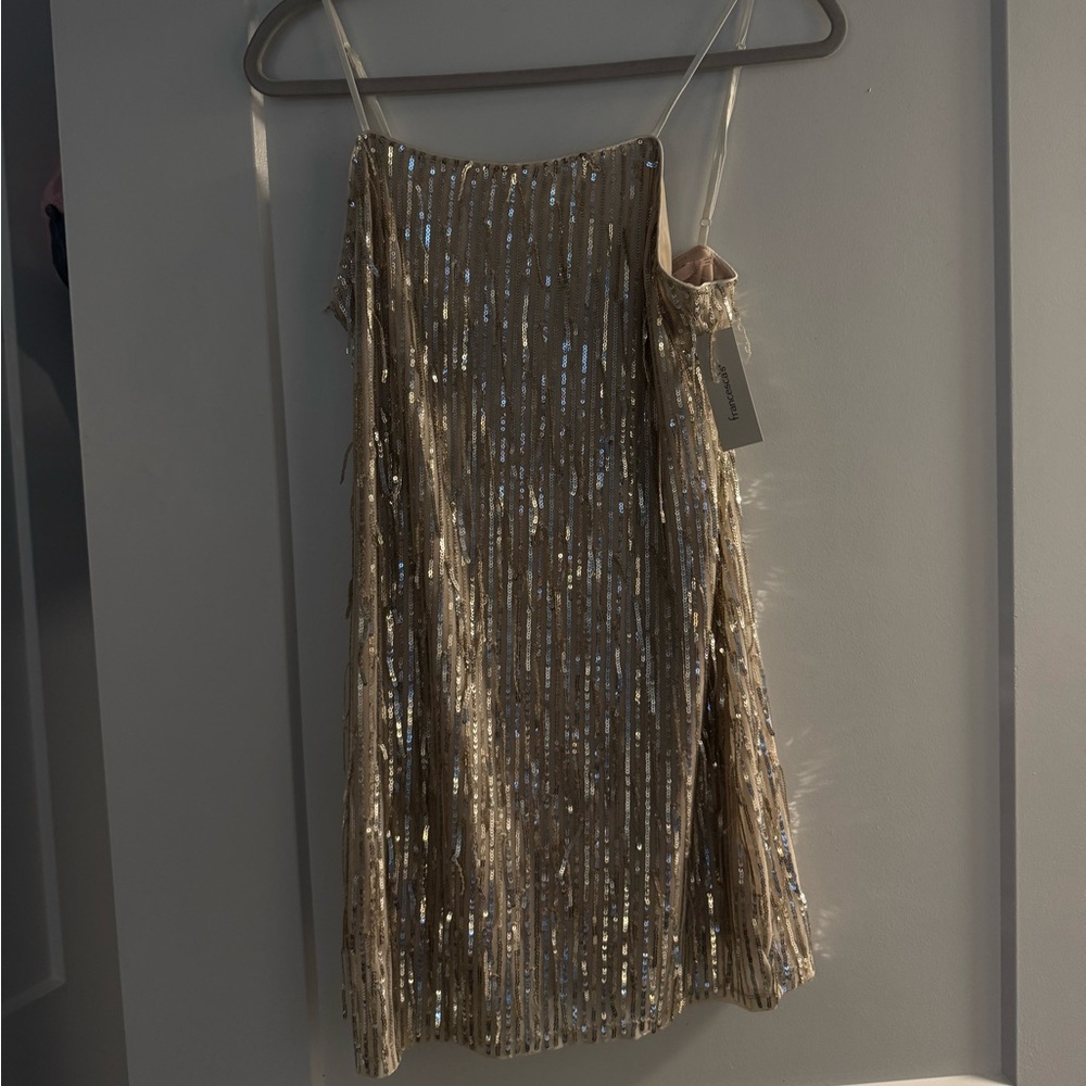 Francesca's Collections Shimmering Gold Sequin Dress